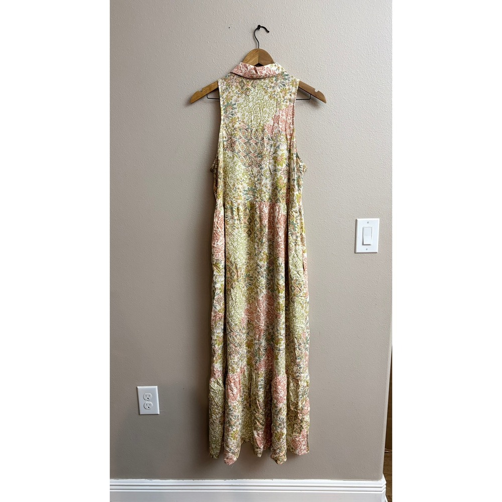 Love Stitch Floral Sleeveless Maxi Dress‎ Size M Boho Tiered Rayon - Picture 6 of 7